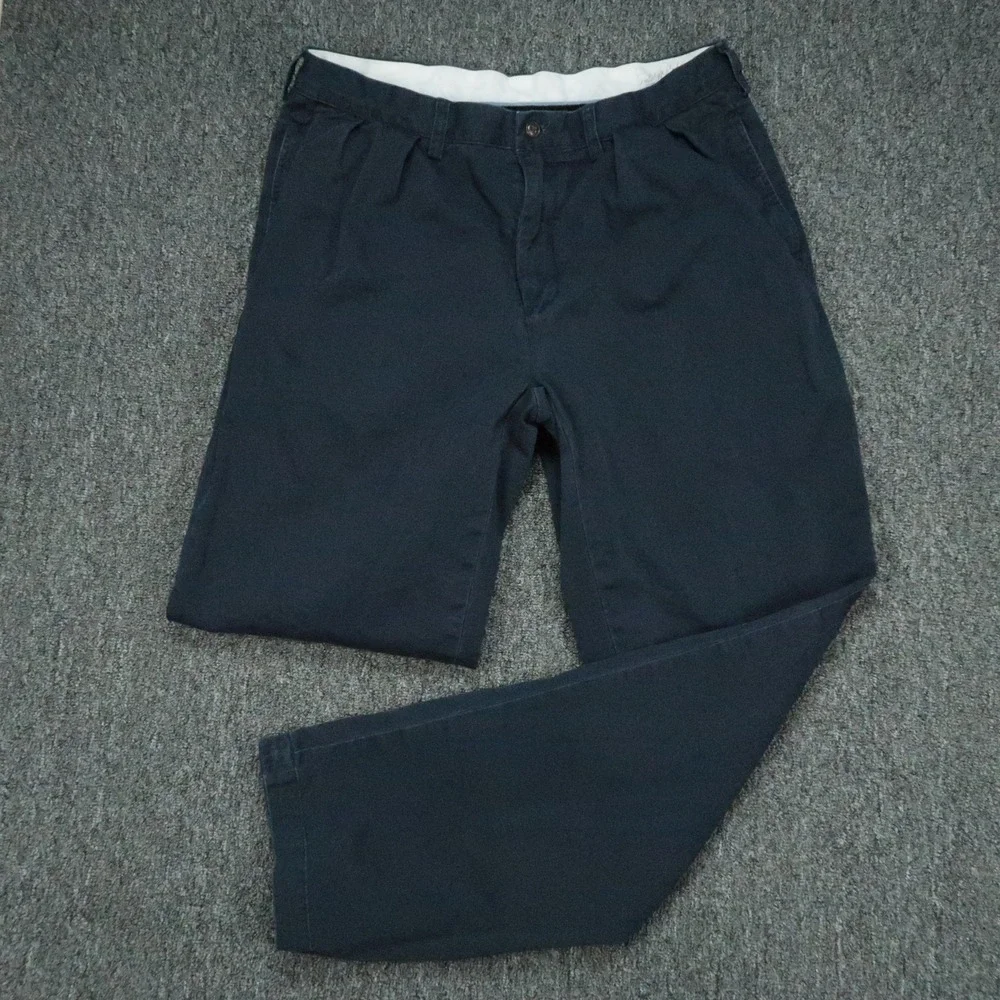 Polo Ralph Lauren Pants Mens 35x32 Blue‎ Chino Double Pleat Classic Fit Trouser